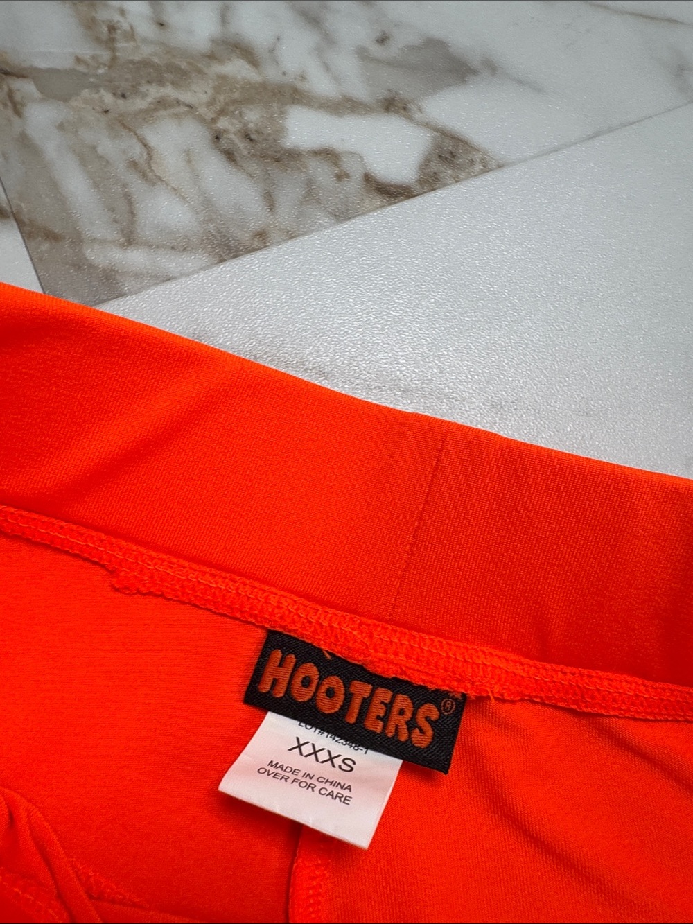 Hooters Orange Hot Shorts Sz XXXS Spellout Sexy Costume Cosplay Halloween Micro - Picture 2 of 5